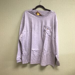 Carhartt Womens Plus Loose Fit Long Sleeve Gray Size 2XLPocket Shirt Heavy